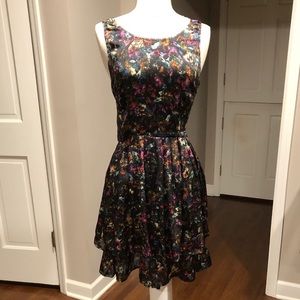 Anthropologie Black & Floral Mini Dress